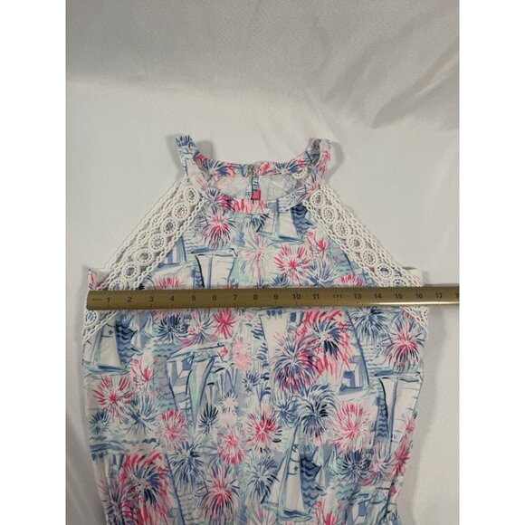 Lilly Pulitzer Lala Romper Crew Blue Tint Sea To Shining Sea Size Small - Picture 7 of 10